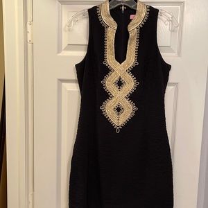 Lilly Pulitzer Black & Gold Shift Dress size 4